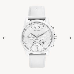 COPY - Armani Exchange Chronograph White Silicone Watch.